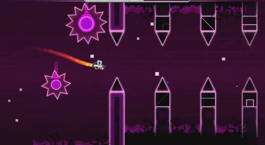 A dark color blankets the entire Dark Drop level at Geodashgame.io