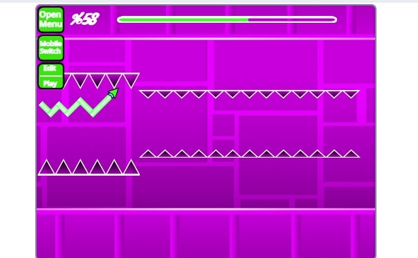Continuous tapping is a skill players must possess in Geometry Dash Lite Spam at Geodashgame.io