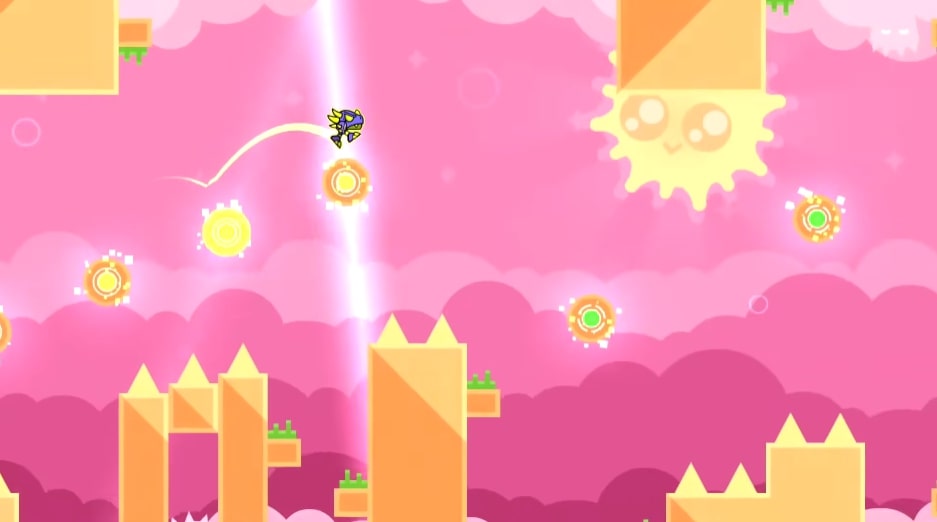 The graphics in this Sunshine level are very cute and eye-catching - Geodash game.io
